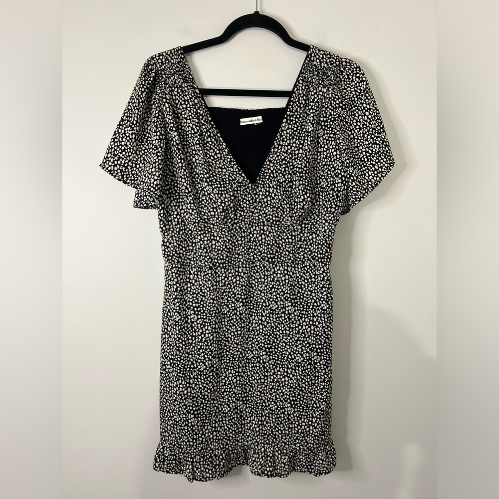 Abercrombie & Fitch Black and White Spotted Printed Mini Dress - Picture 1 of 5